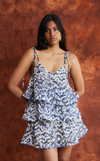 ACAPULCO MINI DRESS - BLUE BRUSHSTROKE