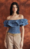 IBIZA TOP - BLUE GINGHAM