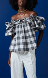 ANDORA TOP - BLACK CHECKERED
