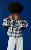 ANDORA TOP - BLACK CHECKERED