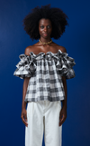 ANDORA TOP - BLACK CHECKERED