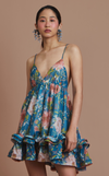 KENYA MINI DRESS - BLUE FLORAL (PRE-ORDER)