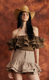 IBIZA TOP - BROWN GEO FLORAL