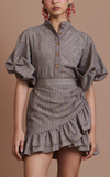 CAMIA TOP - BROWN PINSTRIPES