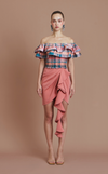 IBIZA TOP - PEACH TARTAN