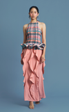 BERINA TOP - PEACH TARTAN