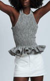 BERINA TOP - GREY GINGHAM