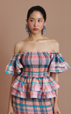 ROMA TOP - PEACH TARTAN