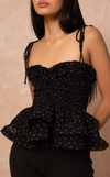 NAMIBIA TOP - BLACK POLKA