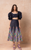 CANBERRA SKIRT - PURPLE PLAID DENIM