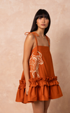 BEGONIA DRESS w/ EMBROIDERY - SAFFRON