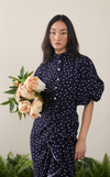 CAMIA TOP - NAVY POLKA