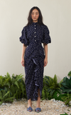 CAMIA TOP - NAVY POLKA
