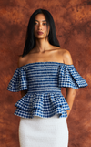 ROMA TOP - BLUE GINGHAM