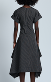 HAITI DRESS - BLACK MICRO STRIPES