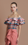 IBIZA TOP - PEACH TARTAN