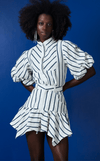 CAMIA TOP - BLUE CORDED STRIPES