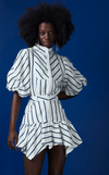 CAMIA TOP - BLUE CORDED STRIPES