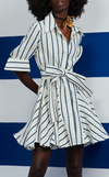 GOBI DRESS - BLUE CORDED STRIPES