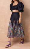 CANBERRA SKIRT - PURPLE PLAID DENIM