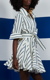 GOBI DRESS - BLUE CORDED STRIPES