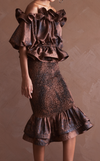 VENEZIA MIDI SKIRT - BROWN SPLATTER