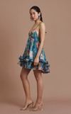KENYA MINI DRESS - BLUE FLORAL (PRE-ORDER)