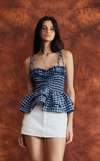 NAMIBIA TOP - BLUE GINGHAM