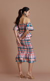 VENEZIA MIDI SKIRT - PEACH TARTAN