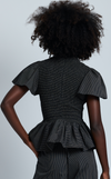 SYDNEY TOP - BLACK MICRO STRIPES