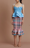 VENEZIA MIDI SKIRT - PEACH TARTAN