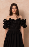 ISADORA TOP - BLACK POLKA