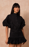 CAMIA TOP - BLACK SEERSUCKER