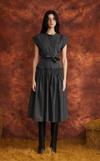 AKIKO DRESS - BLACK MICRO STRIPES