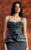 NAMIBIA TOP - DARK GRAY CHAMBRAY