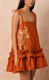 BEGONIA DRESS w/ EMBROIDERY - SAFFRON