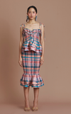 VENEZIA MIDI SKIRT - PEACH TARTAN