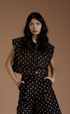 KARI VEST - BLACK-GOLD POLKA
