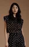 KARI VEST - BLACK-GOLD POLKA