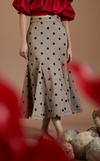 MIKO SKIRT - TAUPE-BLACK POLKA