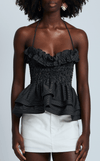 NAMIBIA TOP - BLACK MICRO STRIPES