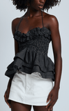 NAMIBIA TOP - BLACK MICRO STRIPES
