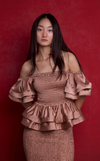 ROMA TOP - LATTE SATIN