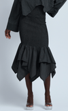 TUVALU SKIRT - BLACK MICRO STRIPES