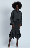 TUVALU SKIRT - BLACK MICRO STRIPES