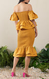 VENEZIA MIDI SKIRT - MUSTARD