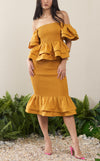 VENEZIA MIDI SKIRT - MUSTARD