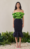 VENEZIA MIDI SKIRT - NAVY POLKA