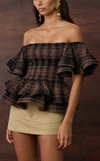 ROMA TOP - BROWN TARTAN