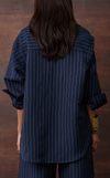 ESTONIA TOP - NAVY PINSTRIPES